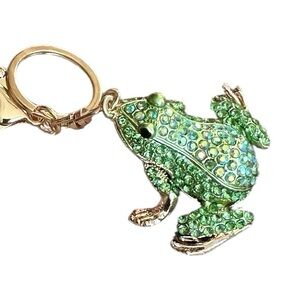 ✨ Whimsical Luxe — Green Crystal Frog Keychain | Sparkle Charm ✨